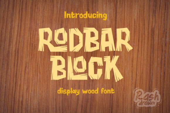 Rodbar Block: A Rustic Wood-Textured Display Font